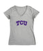 TCU Horned Frogs Women's V-neck Fitted Cotton T-Shirt Grey