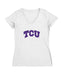 TCU Horned Frogs Women's V-neck Fitted Cotton T-Shirt White
