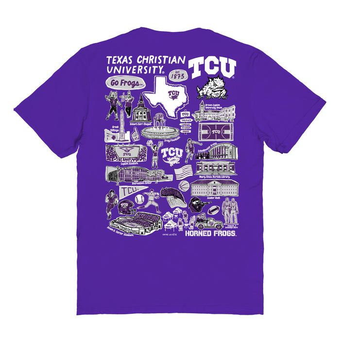 TCU Horned Frogs Vive La Fete Impressions Artwork Purple Womens Cotton Tshirt - Vive La Fête - Online Apparel Store
