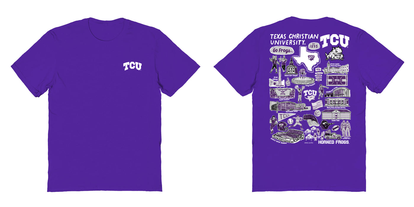TCU Horned Frogs Vive La Fete Impressions Artwork Purple Womens Cotton Tshirt - Vive La Fête - Online Apparel Store