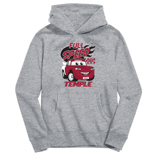 Temple University Owls TU Full Speed Heather Grey Cotton Youth Hoodie