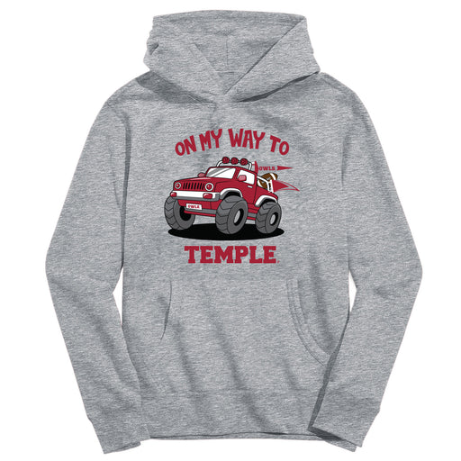 Temple University Owls TU On My Way Monster Truck Heather Grey Cotton Youth Hoodie