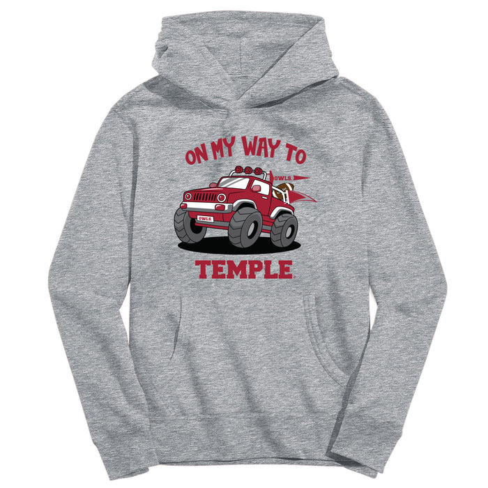 Temple University Owls TU On My Way Monster Truck Heather Grey Cotton Youth Hoodie
