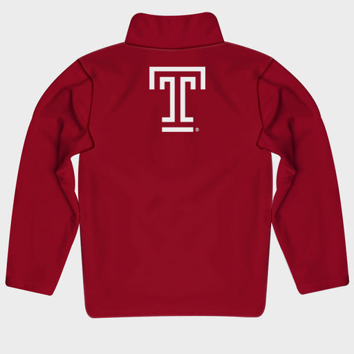 Temple University Owls TU Vive La Fete Game Day Solid Red Quarter Zip Pullover Sleeves - Vive La Fête - Online Apparel Store
