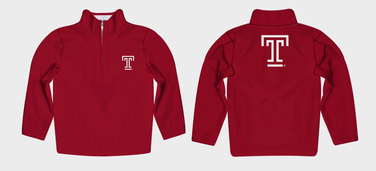Temple University Owls TU Vive La Fete Game Day Solid Red Quarter Zip Pullover Sleeves - Vive La Fête - Online Apparel Store