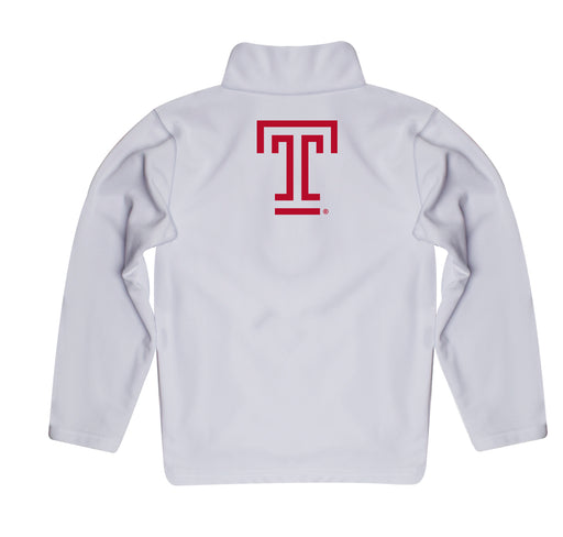 Temple University Owls TU Vive La Fete Game Day Solid White Quarter Zip Pullover Sleeves - Vive La Fête - Online Apparel Store