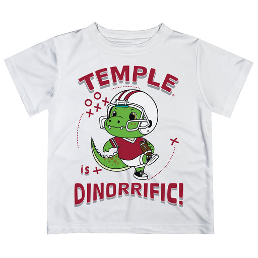 Temple University Owls TU Vive La Fete Dinorrific Boys Game Day White Short Sleeve Tee