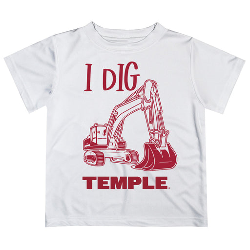 Temple University Owls TU Vive La Fete Excavator Boys Game Day White Short Sleeve Tee