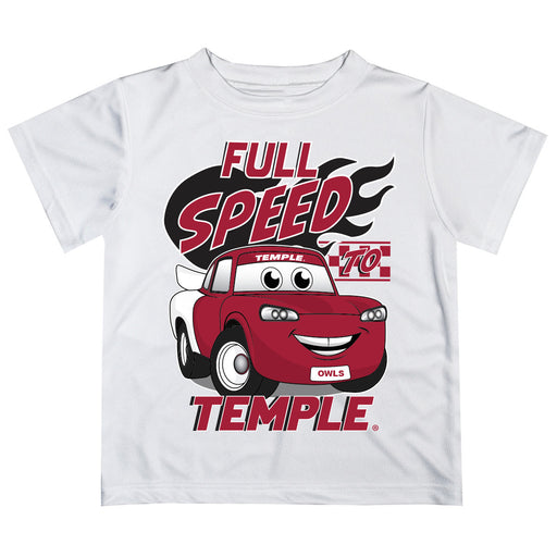 Temple University Owls TU Vive La Fete Toy Racing Car Boys Game Day White Short Sleeve Tee