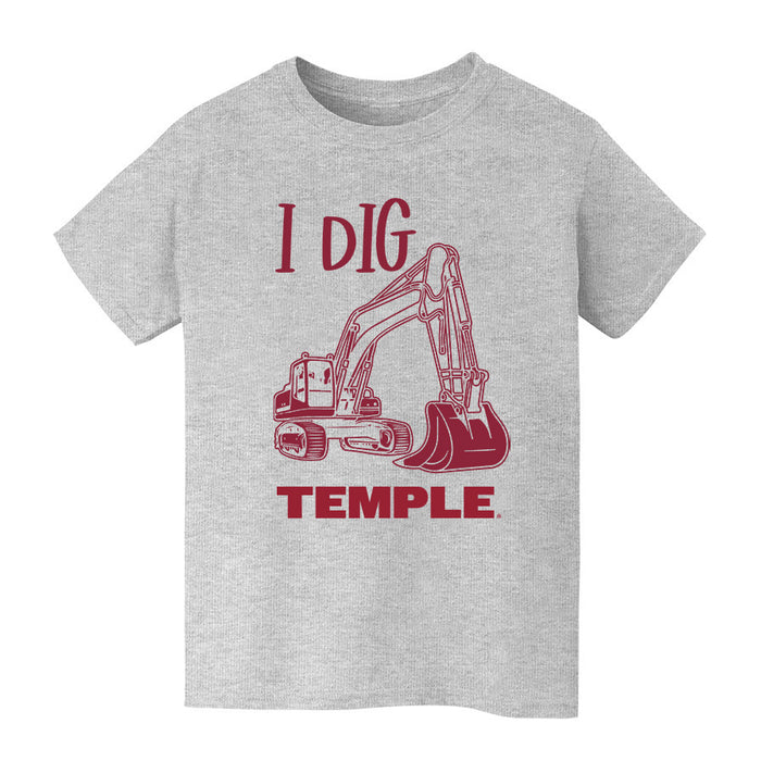 Temple University Owls TU Vive La Fete Excavator Heather Grey Cotton Short Sleeve Tee