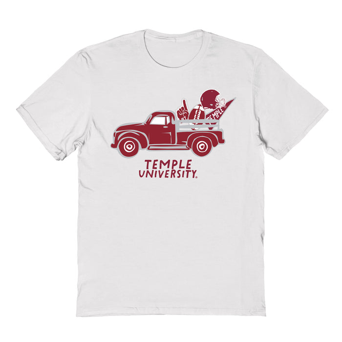 Temple University Owls TU Hand Sketched Vive La Fete Impressions Truck Kids White Cotton T-shirt