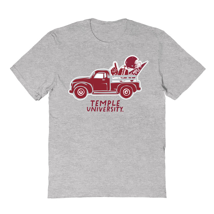 Temple University Owls TU Hand Sketched Vive La Fete Impressions Truck Kids Grey Cotton T-shirt