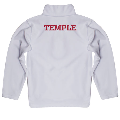 Temple Owls Vive La Fete Logo and Mascot Name Womens White Quarter Zip Pullover - Vive La Fête - Online Apparel Store