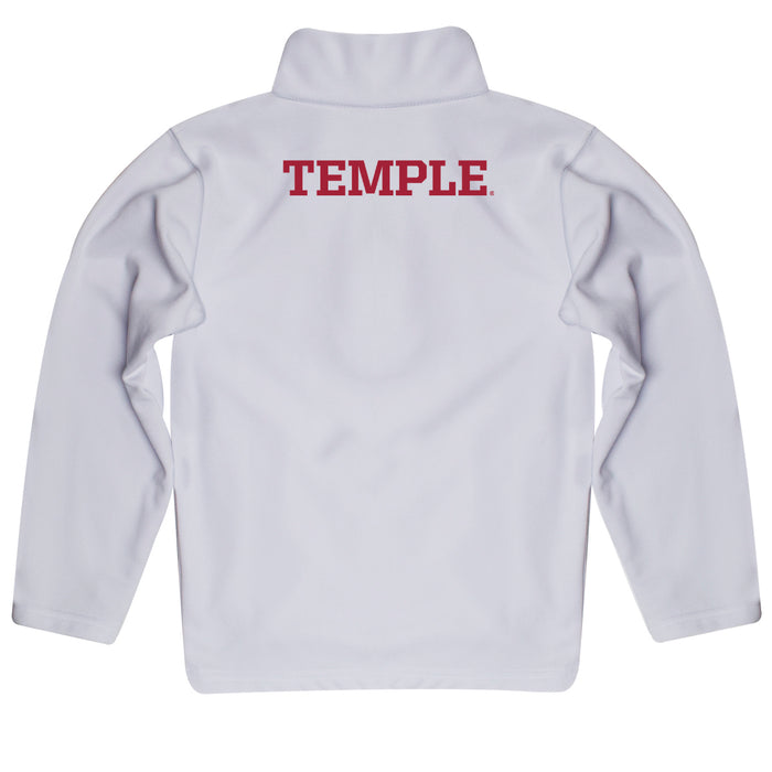 Temple Owls Vive La Fete Logo and Mascot Name Womens White Quarter Zip Pullover - Vive La Fête - Online Apparel Store