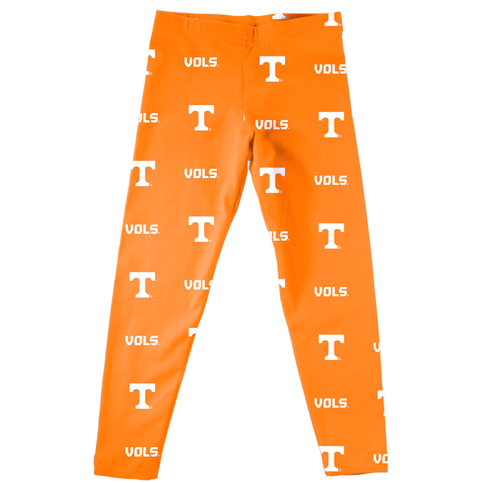 Tennessee Vols Vive La Fete Girls Game Day All Over Two Logos Elastic Waist Classic Play Orange Leggings Tights