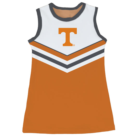 Tennessee Vols Sleeveless Cheerleader A Line Dress White and Orange