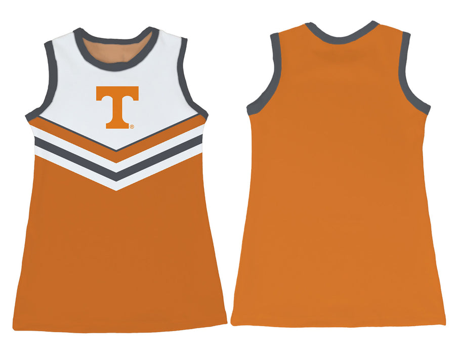 Tennessee Vols Sleeveless Cheerleader A Line Dress White and Orange