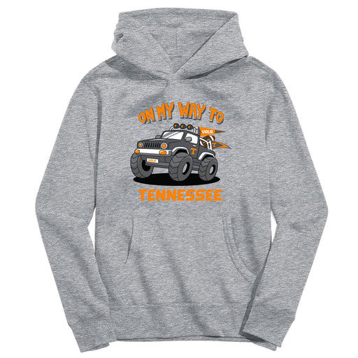 Tennessee Vols On My Way Monster Truck Heather Grey Cotton Youth Hoodie