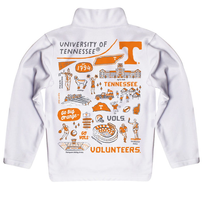 Tennessee Vols Hand Sketched Vive La Fete Impressions Artwork White Boys Quarter Zip Pullover V1 - Vive La Fête - Online Apparel Store