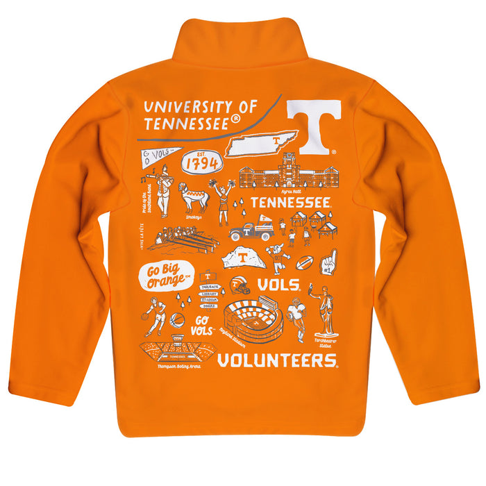 Tennessee Vols Hand Sketched Vive La Fete Impressions Artwork  Orange Boys Quarter Zip Pullover V1 - Vive La Fête - Online Apparel Store