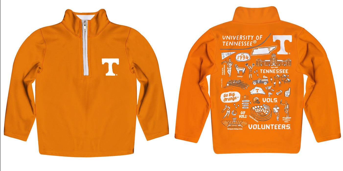 Tennessee Vols Hand Sketched Vive La Fete Impressions Artwork  Orange Boys Quarter Zip Pullover V1 - Vive La Fête - Online Apparel Store