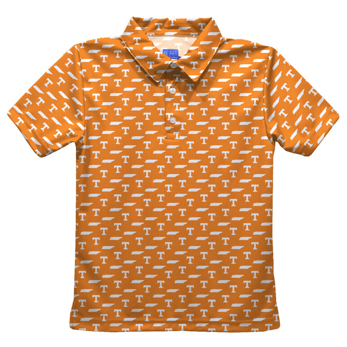 Tennessee Vols Vive La Fete All Over Logo Orange Short Sleeve Polo Shirt