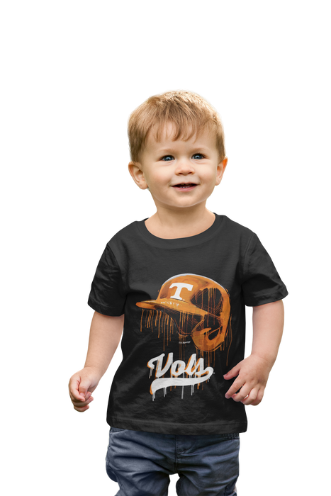 Tennessee Vols Original Dripping Baseball Helmet Black T-Shirt Cotton by Vive La Fete - Vive La Fête - Online Apparel Store