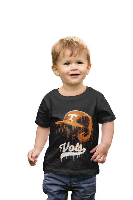 Tennessee Vols Original Dripping Baseball Helmet Black T-Shirt Cotton by Vive La Fete - Vive La Fête - Online Apparel Store