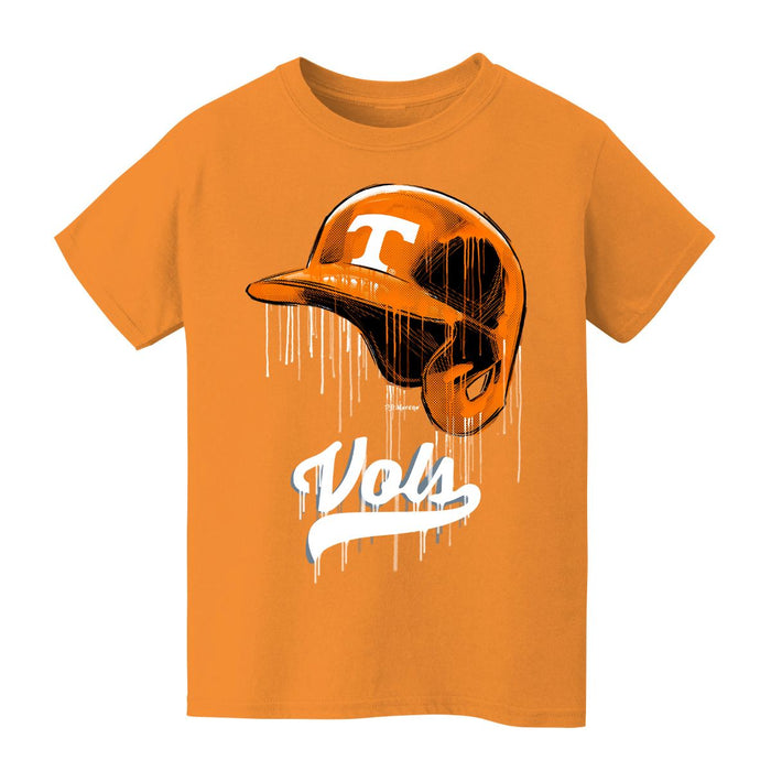Tennessee Vols Original Dripping Baseball Helmet Orange T-Shirt Cotton by Vive La Fete