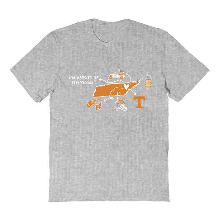 Tennessee Vols Hand Sketched Vive La Fete Impressions Icones Kids Grey T-shirt