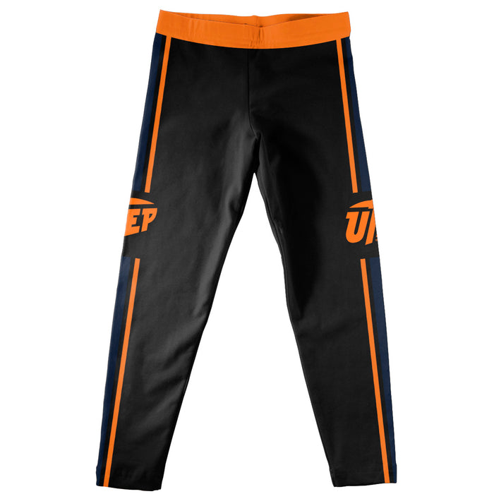 Texas at El Paso Miners Vive La Fete Girls Game Day Black with Orange Stripes Leggings Tights