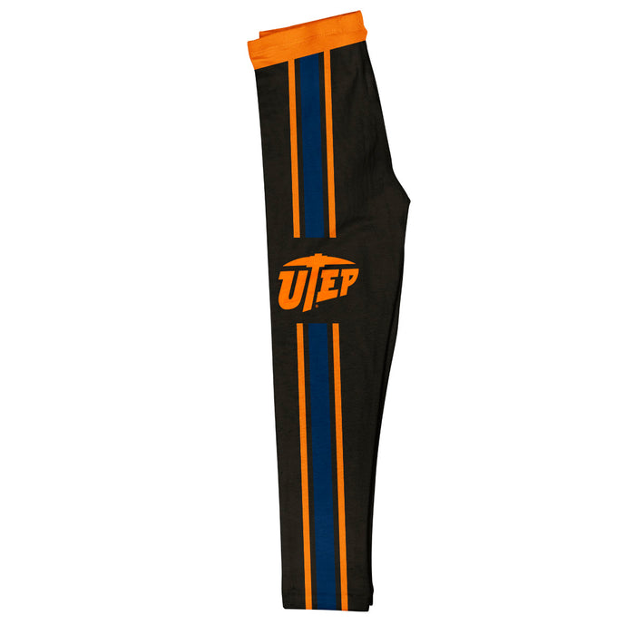 Texas at El Paso Miners Vive La Fete Girls Game Day Black with Orange Stripes Leggings Tights - Vive La Fête - Online Apparel Store