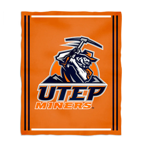 Texas at El Paso Miners Vive La Fete Kids Game Day Orange Plush Soft Minky Blanket 36 x 48 Mascot