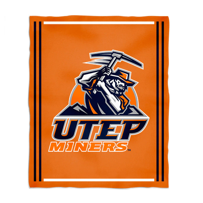 Texas at El Paso Miners Vive La Fete Kids Game Day Orange Plush Soft Minky Blanket 36 x 48 Mascot