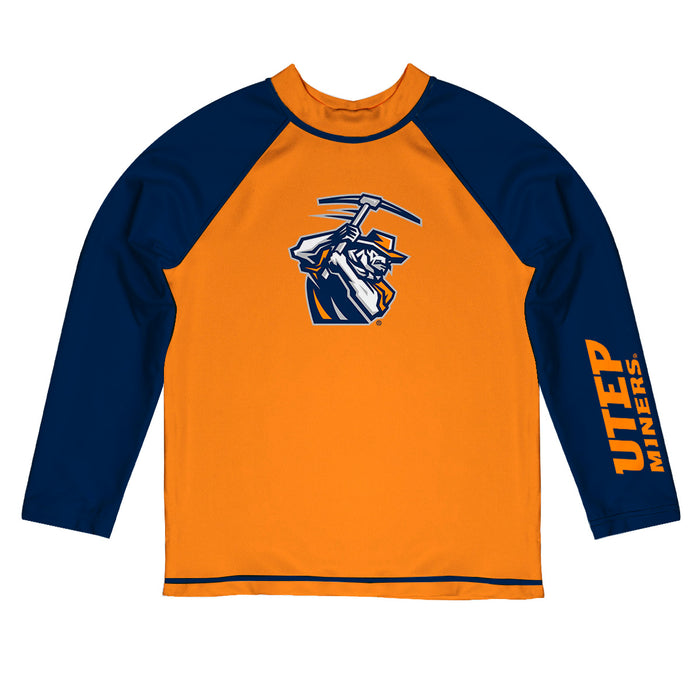Texas at El Paso Miners Vive La Fete Logo Orange Long Sleeve Raglan Rashguard