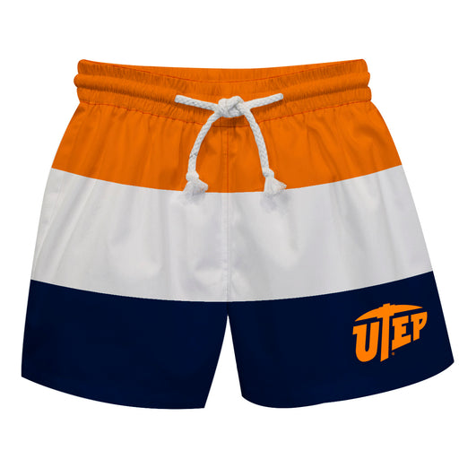 Texas at El Paso Miners Vive La Fete Orange Stripes Swimtrunks V1