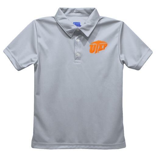 Texas at El Paso Miners Embroidered Gray Short Sleeve Polo Box Shirt