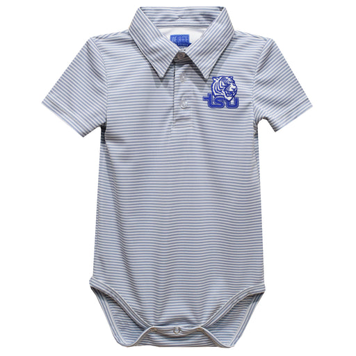 Tennessee State Tigers Embroidered Gray Stripe Knit Boys Polo Bodysuit