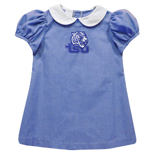 Tennessee State Tigers Embroidered Royal Gingham Short Sleeve A Line Dress