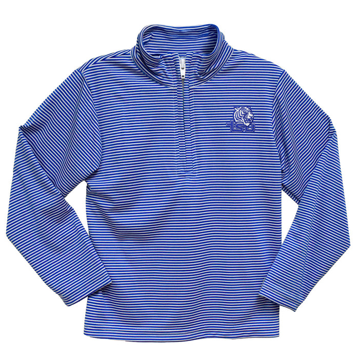 Tennessee State Tigers Embroidered Royal Stripes Quarter Zip Pullover