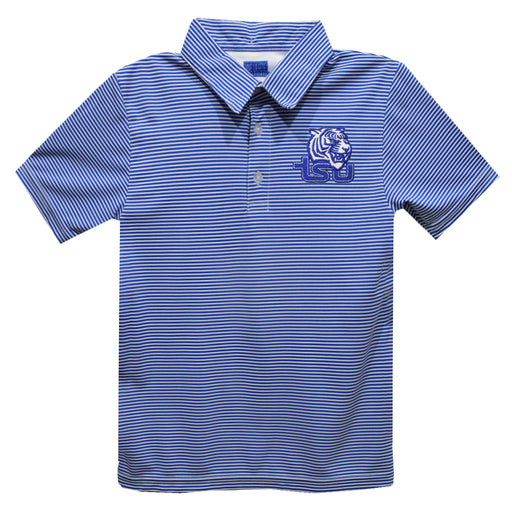Tennessee State Tigers Embroidered Royal Stripes Short Sleeve Polo Box Shirt