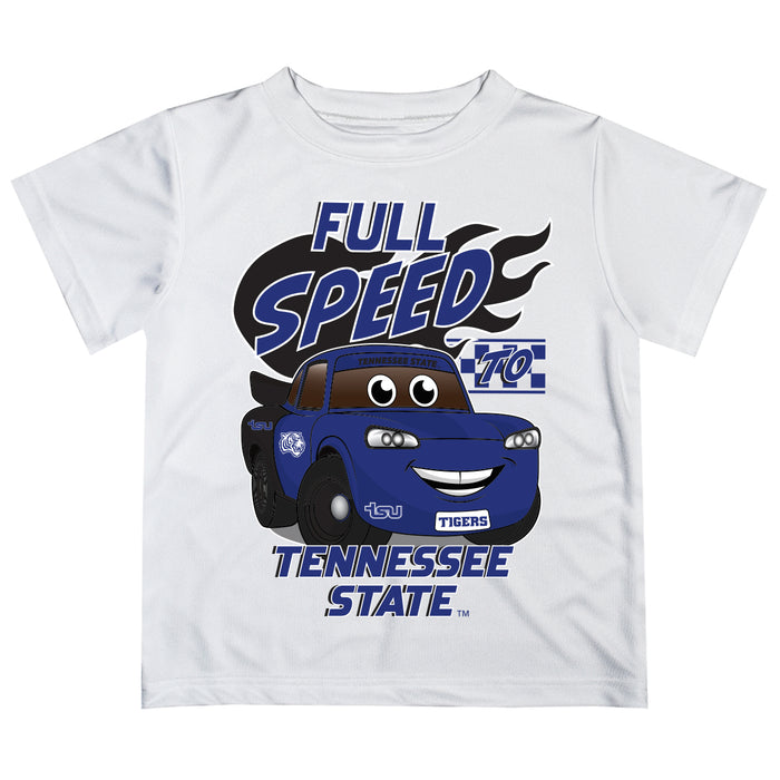Tennessee State Tigers Vive La Fete Toy Racing Car Boys Game Day White Short Sleeve Tee