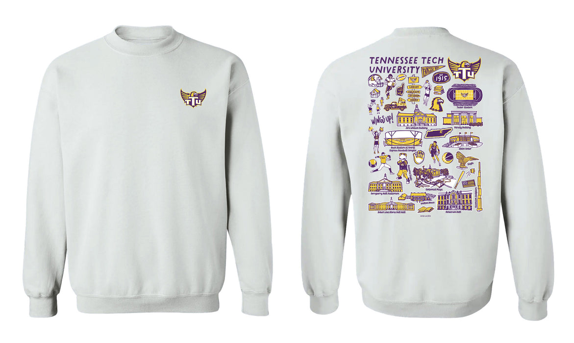 Tennessee Tech Golden Eagles TTU Hand Sketched Vive La Fete Impressions Artwork Purple Crew Neck Sweatshirt for Women - Vive La Fête - Online Apparel Store