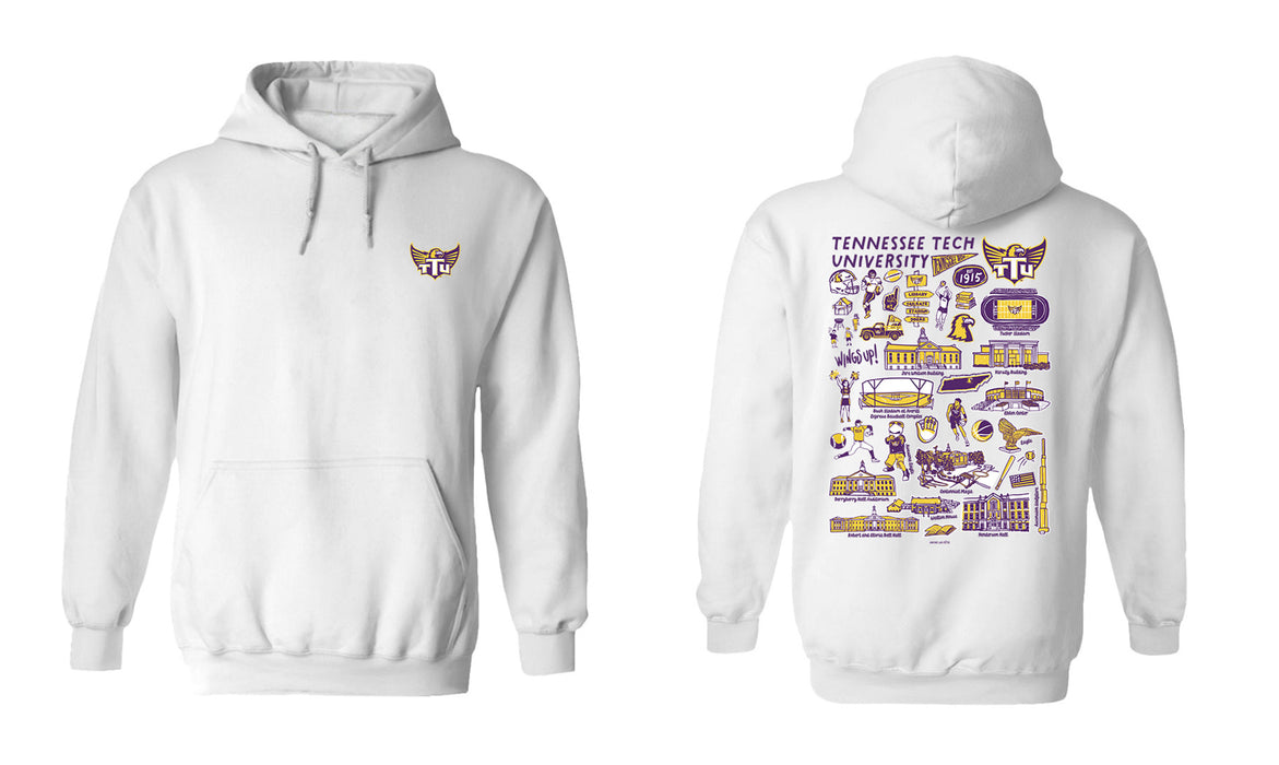 Tennessee Tech Golden Eagles TTU Hand Sketched Vive La Fete Impressions Artwork Purple Cotton Fleece Long Sleeve Hoodie - Vive La Fête - Online Apparel Store