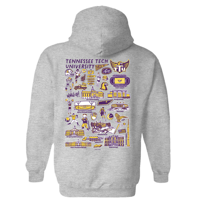 Tennessee Tech Golden Eagles TTU Hand Sketched Vive La Fete Impressions Artwork Purple Cotton Fleece Long Sleeve Hoodie - Vive La Fête - Online Apparel Store