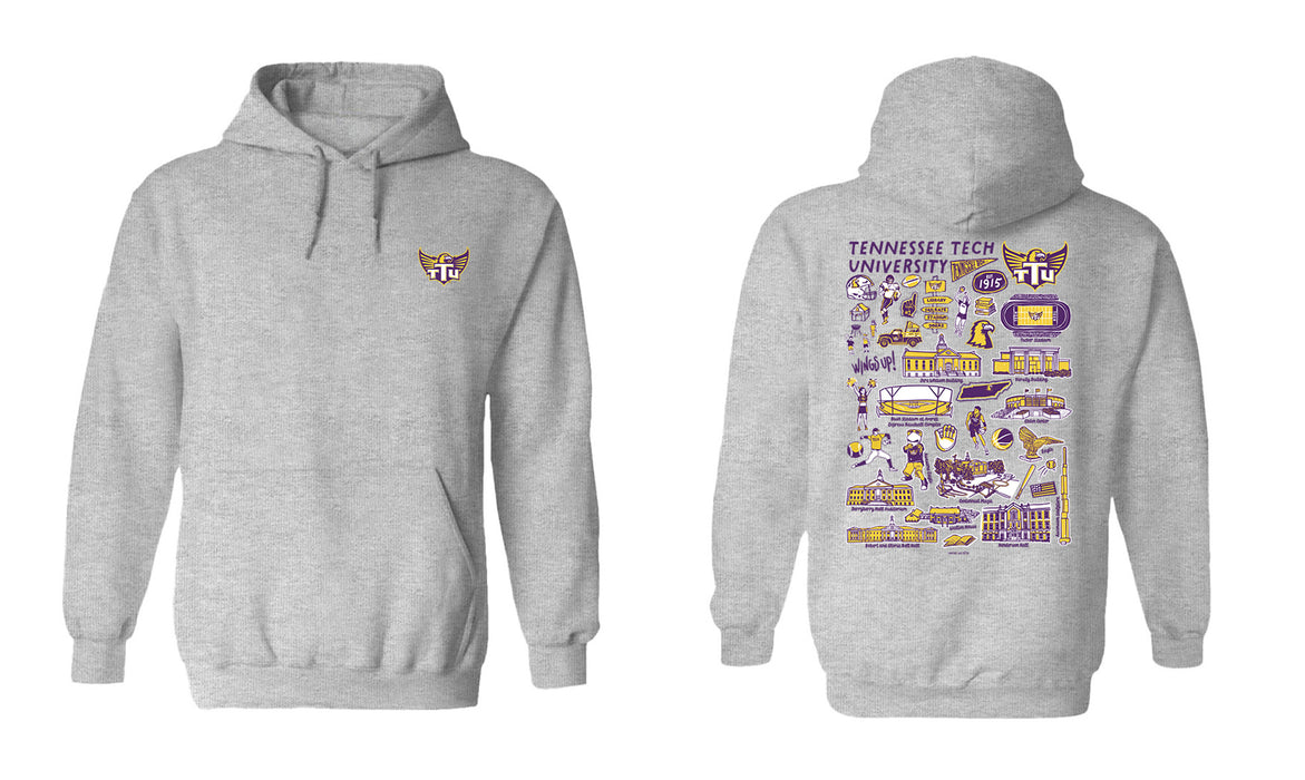 Tennessee Tech Golden Eagles TTU Hand Sketched Vive La Fete Impressions Artwork Purple Cotton Fleece Long Sleeve Hoodie - Vive La Fête - Online Apparel Store