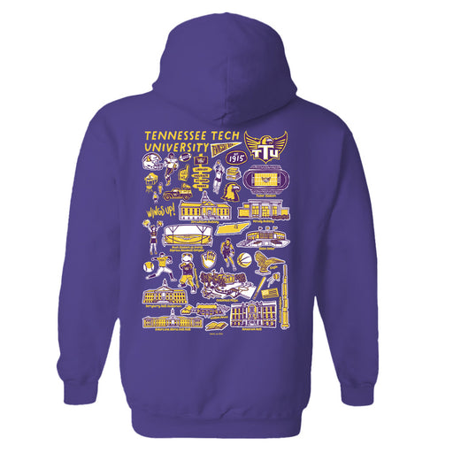 Tennessee Tech Golden Eagles TTU Hand Sketched Vive La Fete Impressions Artwork Purple Cotton Fleece Long Sleeve Hoodie - Vive La Fête - Online Apparel Store