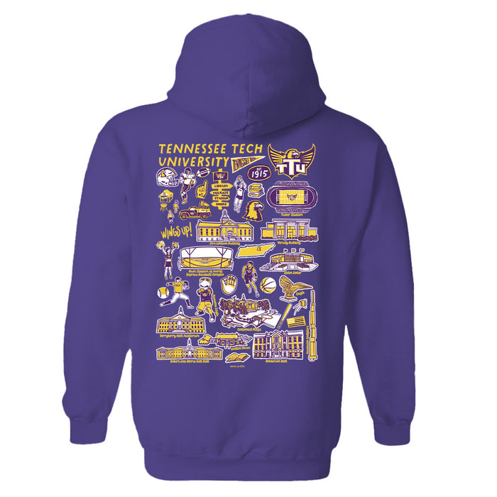 Tennessee Tech Golden Eagles TTU Hand Sketched Vive La Fete Impressions Artwork Purple Cotton Fleece Long Sleeve Hoodie - Vive La Fête - Online Apparel Store