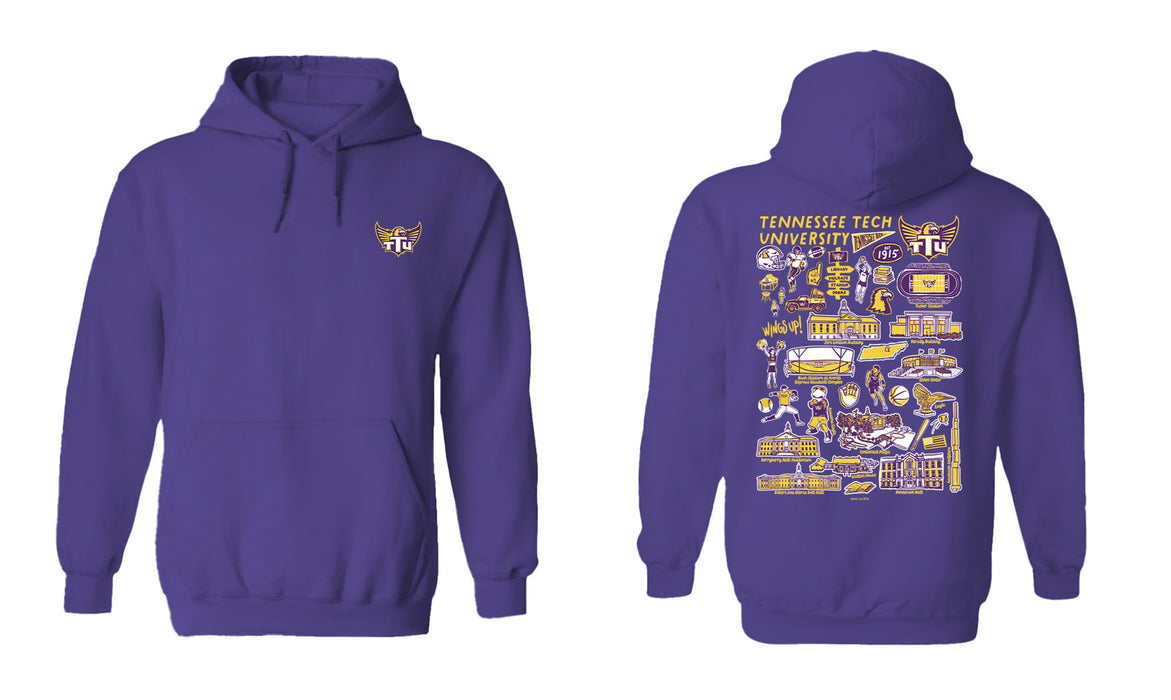 Tennessee Tech Golden Eagles TTU Hand Sketched Vive La Fete Impressions Artwork Purple Cotton Fleece Long Sleeve Hoodie - Vive La Fête - Online Apparel Store