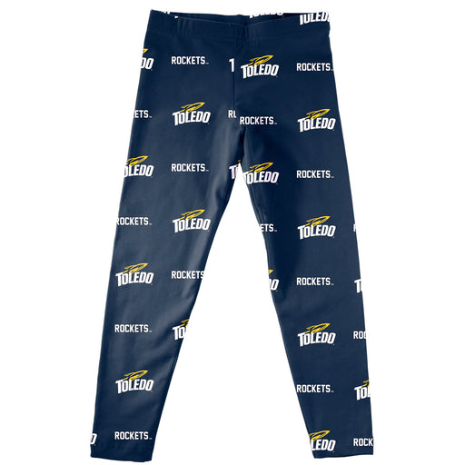 University Toledo Rockets Vive La Fete Girls Game Day All Over Two Logos Elastic Waist Classic Play Blue Leggings Tights